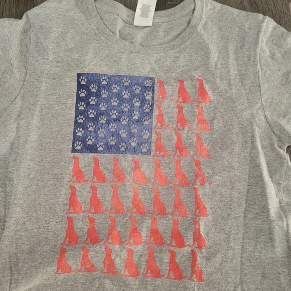 Dog American Flag T Shirt - Picture 1 of 1